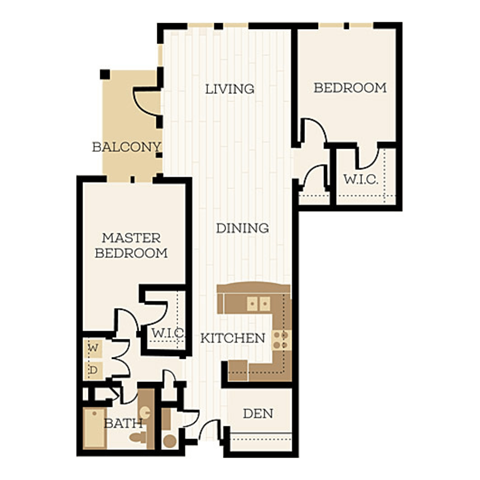 Floor plan for 2 beds, 1 bath, 1141 sqft